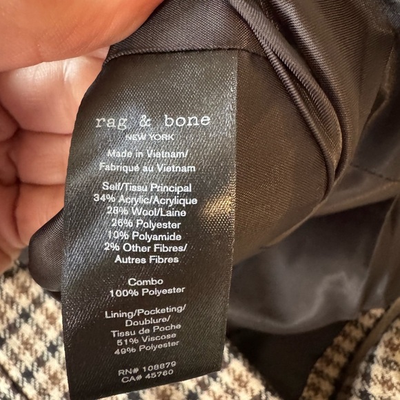 RAG & BONE Drew Houndstooth Blazer Multi Tan Academia NWT - Picture 10 of 13